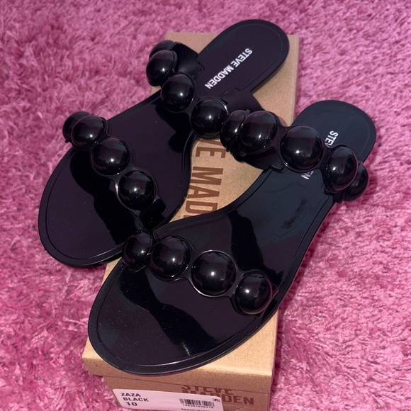 Steve Madden Black Zaza Bubble Jelly Sandals Size 9 10 - Picture 1 of 5